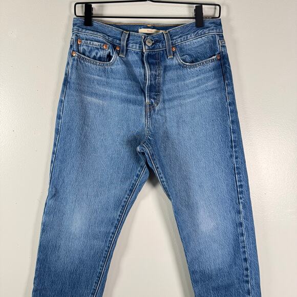 Levi's High-Rise Wedgie Straight Cropped Button Fly Jeans Cotton Womens Size 28 - Picture 3 of 12